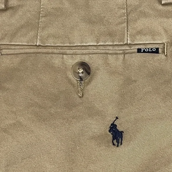 Polo Ralph Lauren Shorts Mens 29 Beige Tan Chino Cotton Twill All Over Pony Logo - Picture 3 of 11
